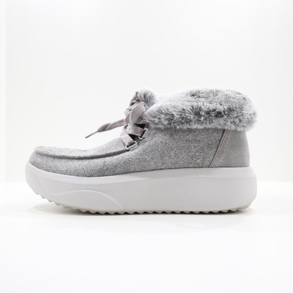 BOBS from Skechers Skipper Wave Gray Suede Faux-Fur Lined Platform Boots - 7.5 - Picture 1 of 7